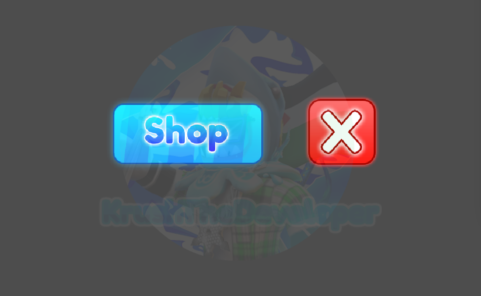 Blue Shop button and Red 'X' button