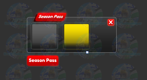 Blue Shop button and Red 'X' button